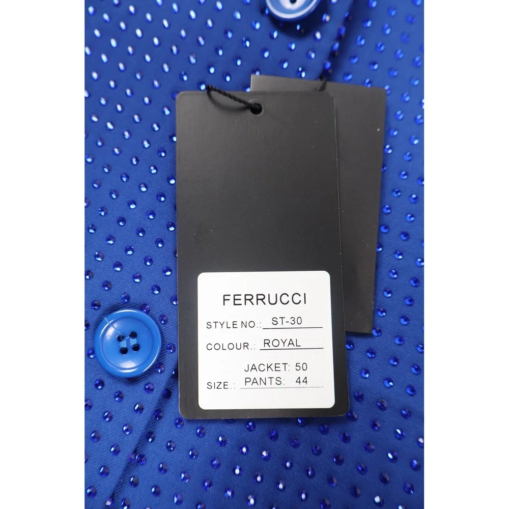 Royal Blue Rhinestone Embellished Ferrucci 2 Piece Suit ST-30  50J 44P NWT